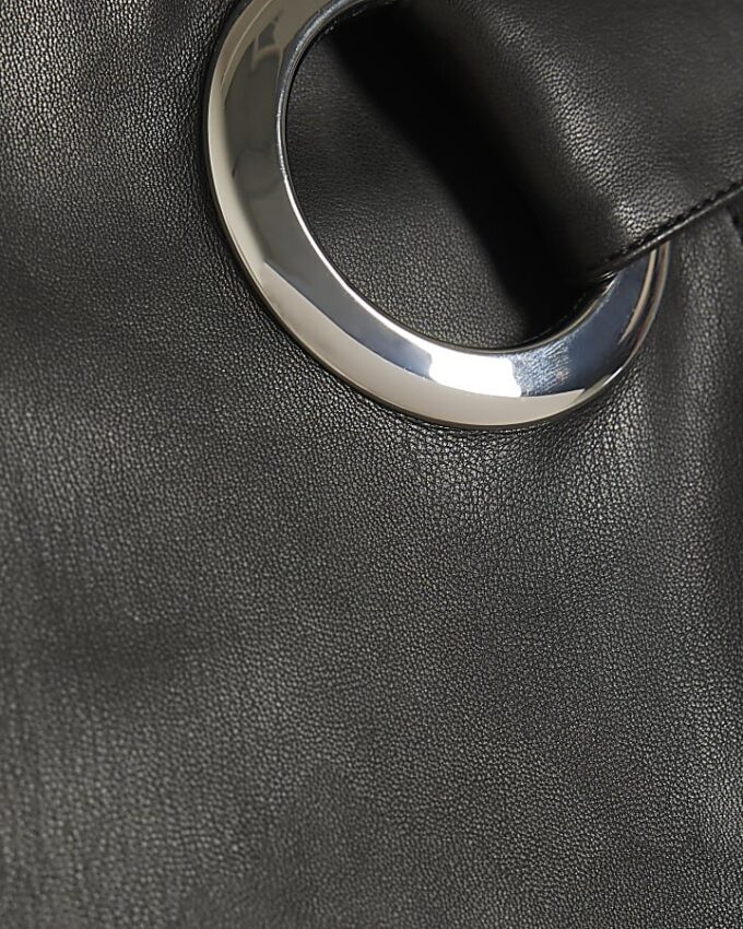 Black Faux Leather Eyelet Wrap Skort