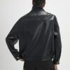 Black Faux Leather Funnel Neck Biker Jacket Black Faux Leather Funnel Neck Biker Jacket