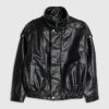 Black Faux Leather Funnel Neck Biker Jacket Black Faux Leather Funnel Neck Biker Jacket