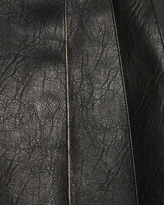 Black Faux Leather Pleated Mini Skirt