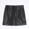 Black Faux Leather Pocket Detail Mini Skirt
