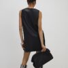 Black Faux Leather Popper Side Shift Dress