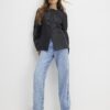 Black Faux Leather Sculpted Blazer