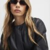 Black Faux Leather Sculpted Blazer