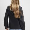 Black Faux Leather Sculpted Blazer