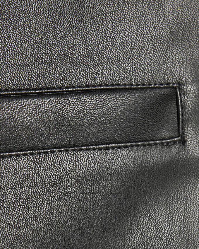 Black Faux Leather Short Sleeve Shirt