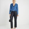 Black Faux Leather Tapered Trousers