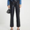 Black Faux Leather Tapered Trousers