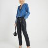 Black Faux Leather Tapered Trousers