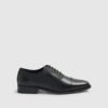 Black Faux Leather Textured Lace Up Shoes