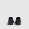 Black Faux Leather Textured Lace Up Shoes