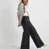 Black Faux Leather Wide Leg Trousers