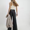 Black Faux Leather Wide Leg Trousers
