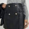 Black Faux Leather Wrap Mini Skirt