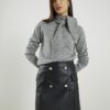 Black Faux Leather Wrap Mini Skirt