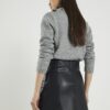 Black Faux Leather Wrap Mini Skirt