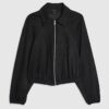 Black Faux Suede Bomber Jacket