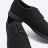 Black Faux Suede Derby Shoes
