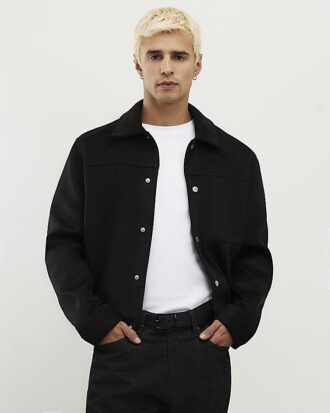 Black Faux Suedette Western Jacket