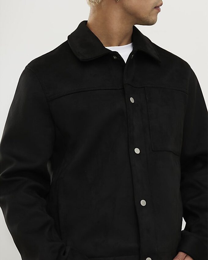 Black Faux Suedette Western Jacket