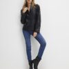 Black Fitted Faux Leather Blazer