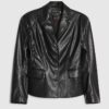 Black Fitted Faux Leather Blazer
