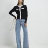 Black Fitted Tipped Neat Cardigan