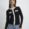 Black Fitted Tipped Neat Cardigan