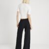 Black Frilled Trim Wide Leg Joggers