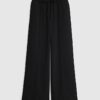 Black Frilled Trim Wide Leg Joggers