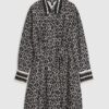 Black Geometric Long Sleeve Mini Shirt Dress