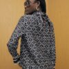 Black Geometric Print Scarf Shirt
