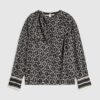 Black Geometric Print Scarf Shirt