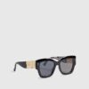 Black Glam Visor Hammered Sunglasses