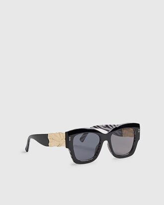 Black Glam Visor Hammered Sunglasses