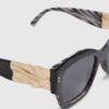 Black Glam Visor Hammered Sunglasses