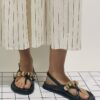 Black Gold Ball Strap Footbed Sandals