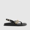 Black Gold Ball Strap Footbed Sandals