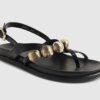 Black Gold Ball Strap Footbed Sandals