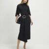 Black Gold Buckle Midi Dress