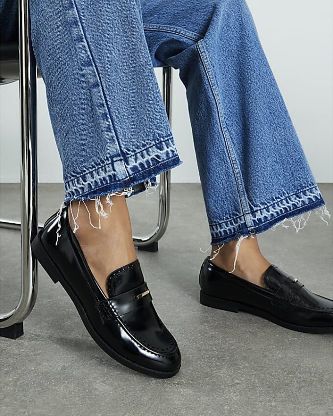 Black Gold Trim Loafers