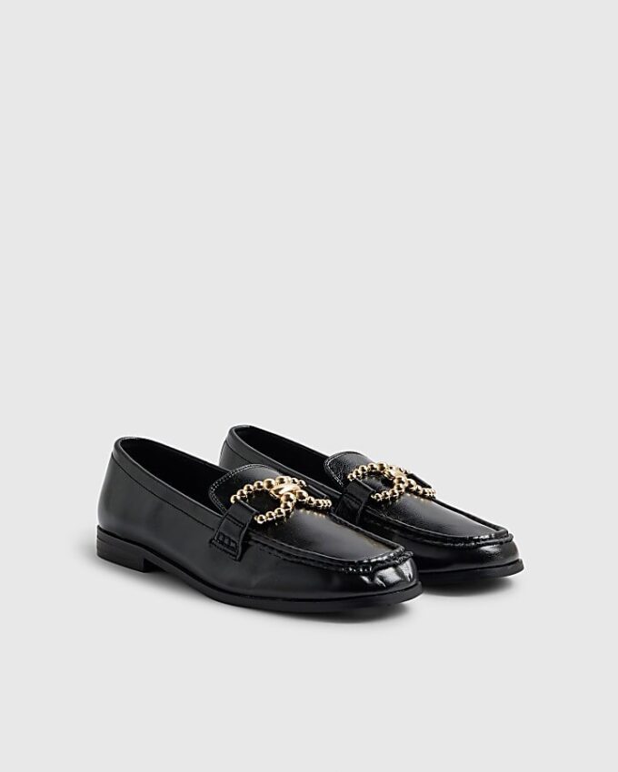 Black Gold Trim Loafers