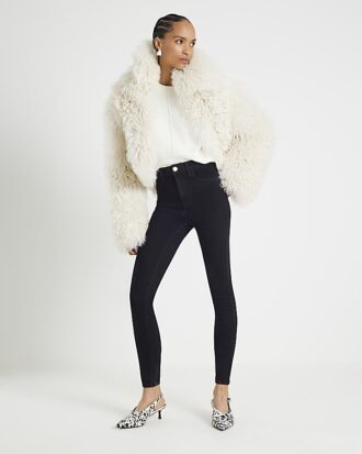 Black High Rise Sculpt Black Skinny Jeans