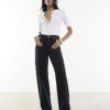 Black High Waisted Relaxed Straight Leg Jeans