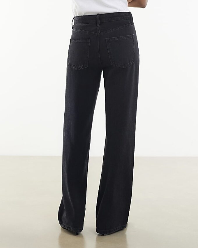 Black High Waisted Relaxed Straight Leg Jeans