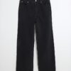 Black High Waisted Relaxed Straight Leg Jeans