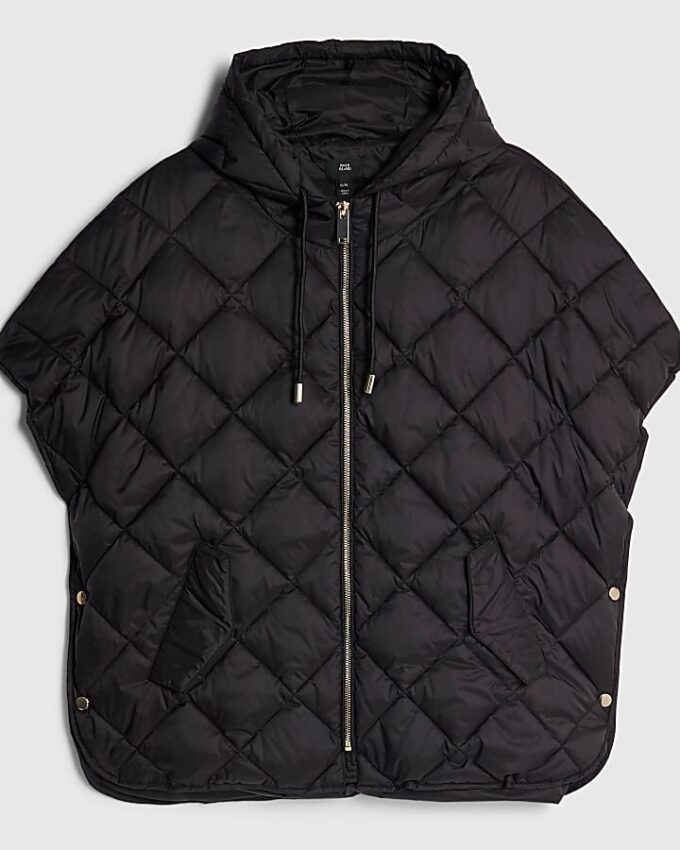 Black Hooded Puffer Cape
