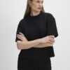 Black Jacquard Short Sleeve Boxy T-shirt