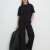 Black Jacquard Short Sleeve Boxy T-shirt