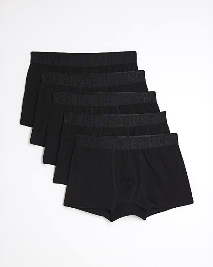 Black Jacquard Waistband Pack Of 5 Trunks
